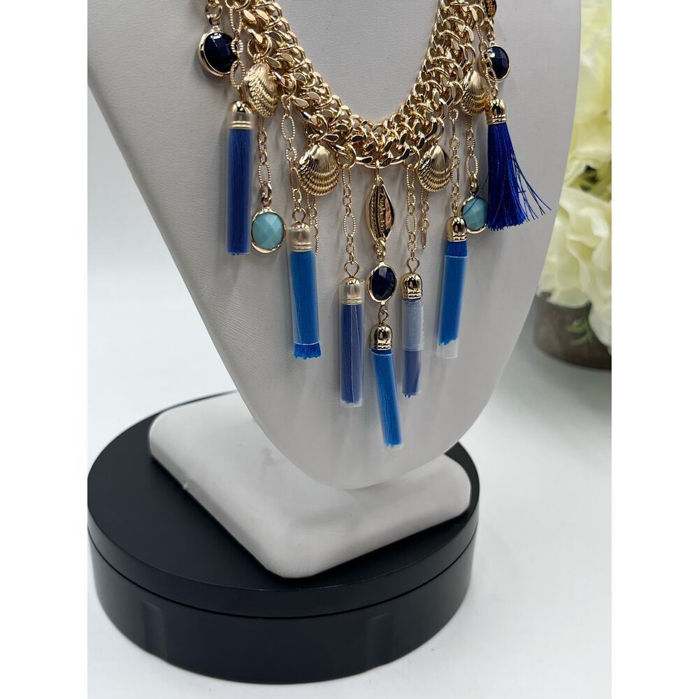 Lilly Pulitzer Seaside Tassel Bib 
Statement‎ Necklace Capri Teal $88 New - Picture 7 of 12